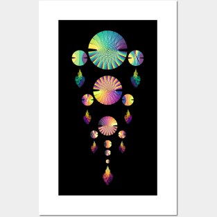 Dream Catcher Triple Tier | Combo 1 Peacock, Sunset and Volcano (Black) Posters and Art